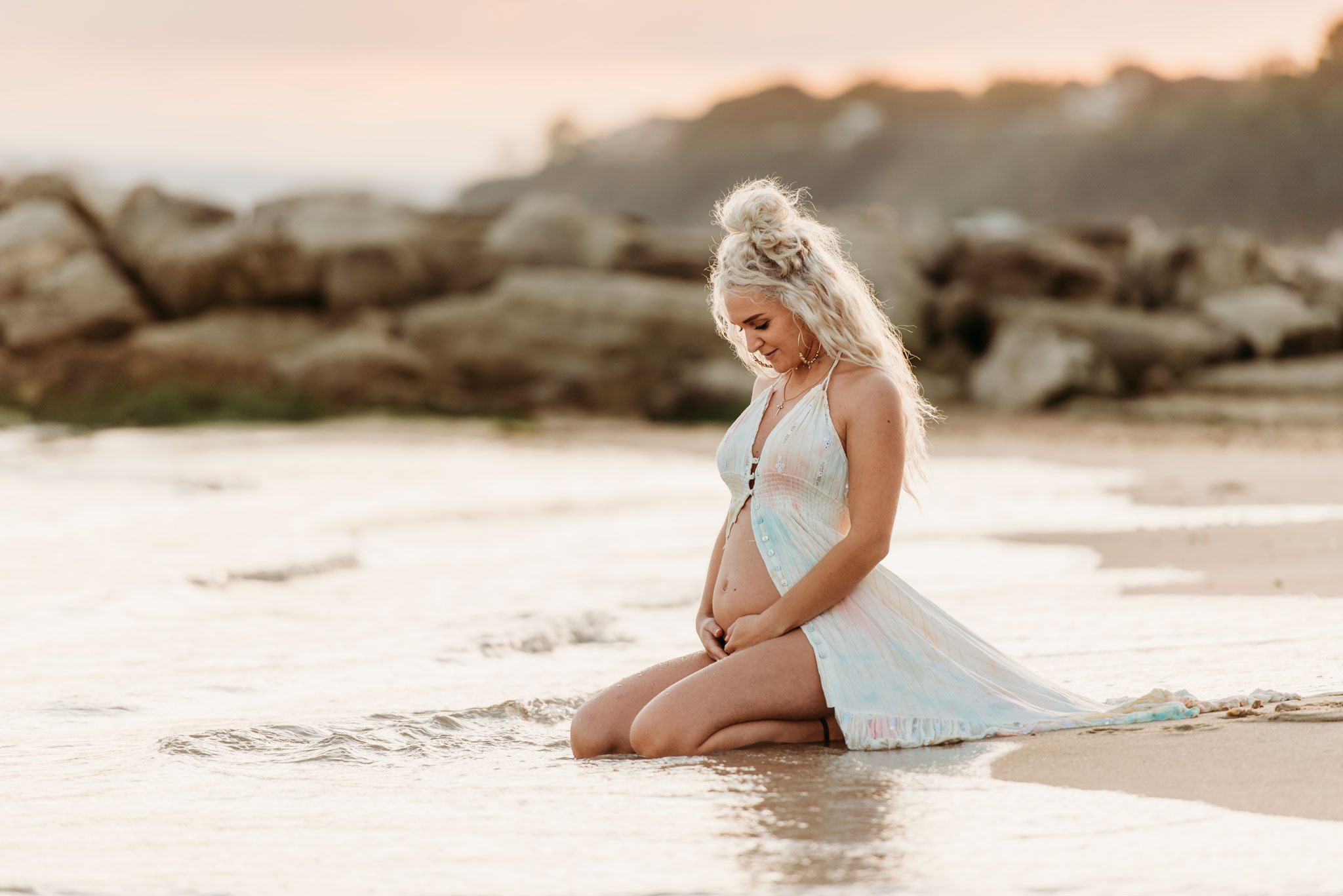Sunset maternity photoshoot in Bournemouth