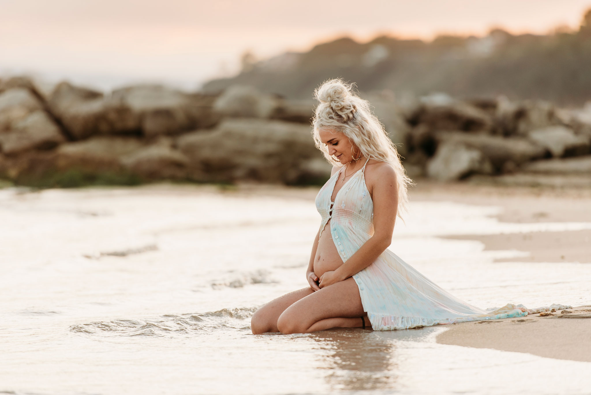 Sunset maternity photoshoot in Bournemouth