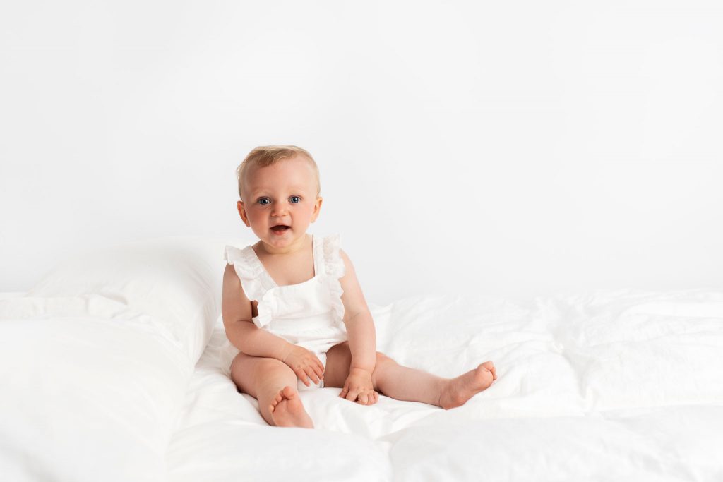 Dorset baby photographer in white studio